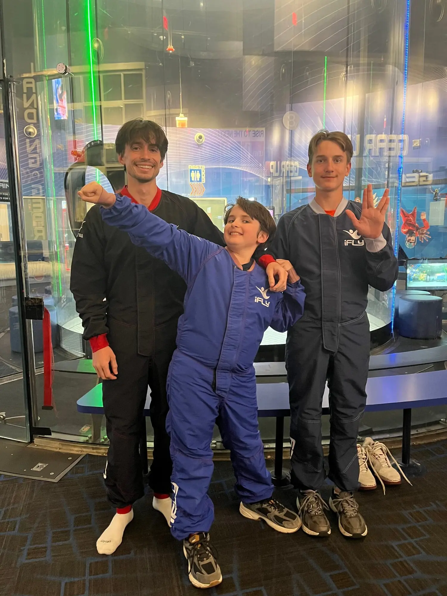 Leonidas Cantrell with T.A. and Deeds Cantrell at iFLY.